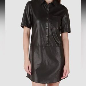 BLACK TAPE | Black Faux Leather Dress